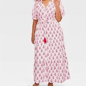 Roller Rabbit Pink Printed Tie-Front Maxi Dress